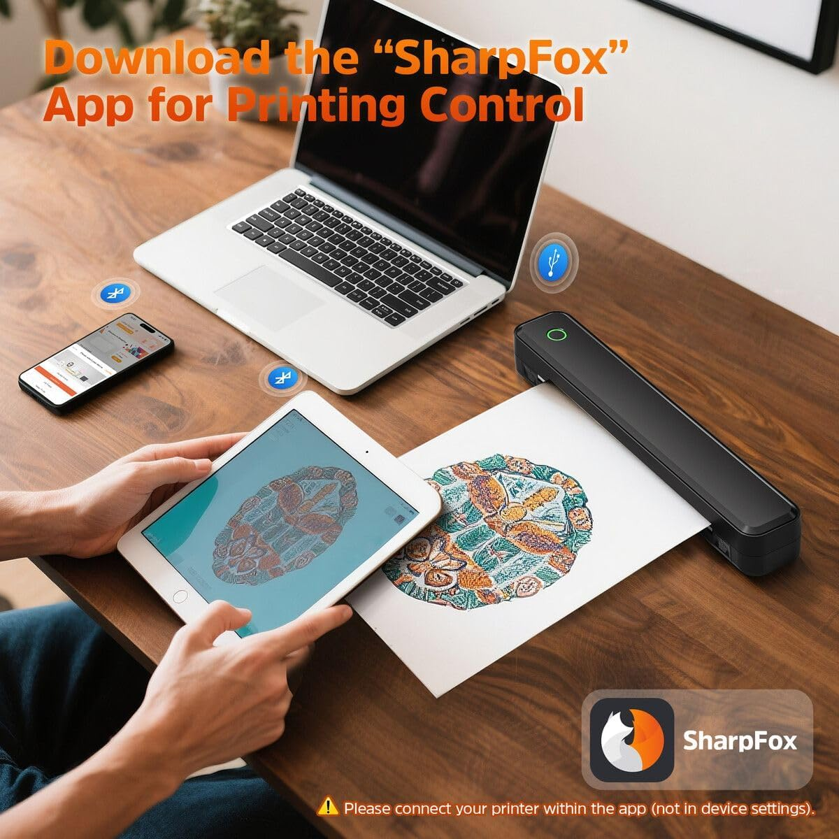 AUSWAY Tattoo Stencil Printer Wireless Thermal Transfer Machine Tattooing Drawing Copier Bluetooth USB Body Art Maker DIY Portable Compatible for Phone Tablet PC image number 2