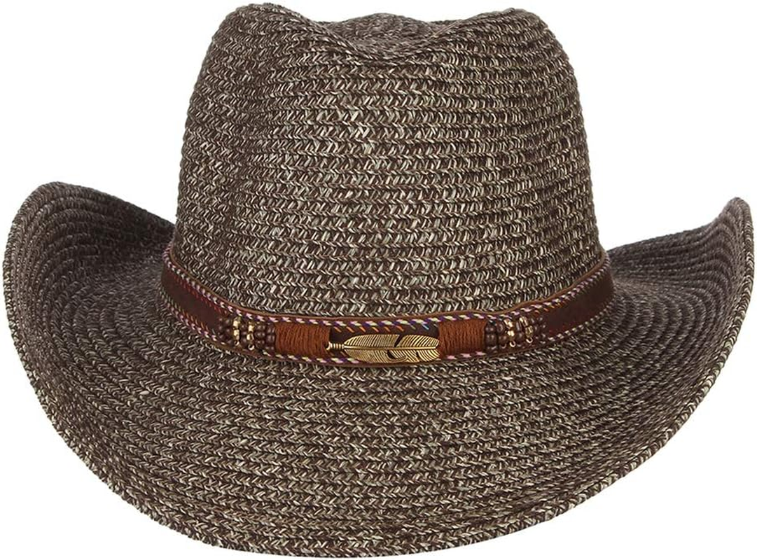 Kowaku Men Women Cowboy Straw Hat Summer Beach Sun Hat Western Festival Costumes image number 3