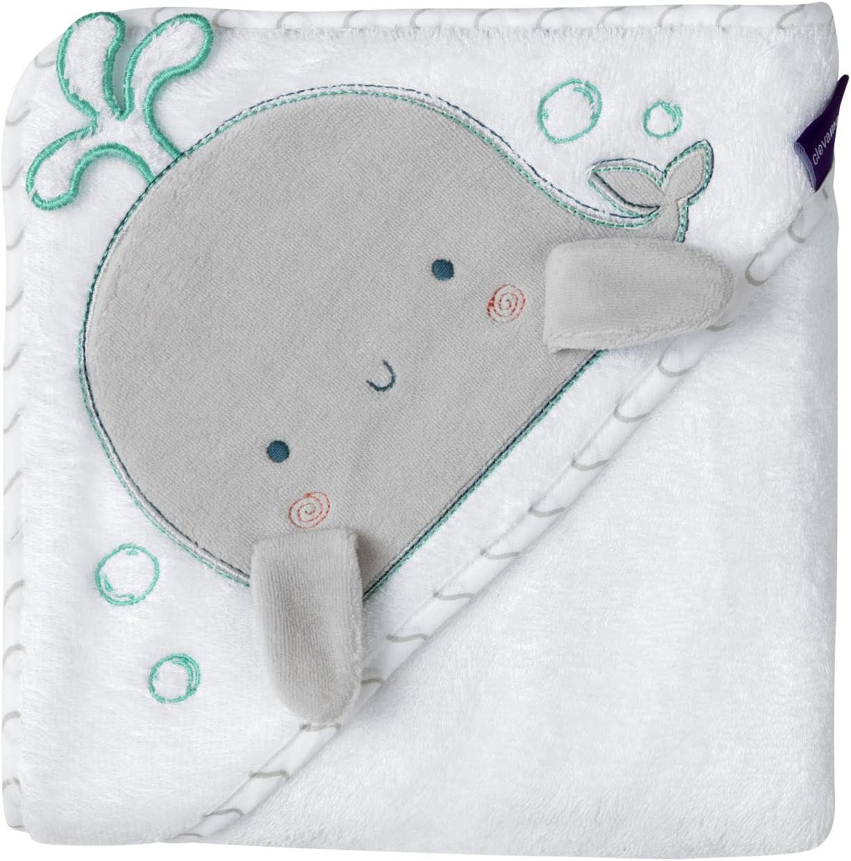 Clevamama Extra Large Bamboo Apron Baby Bath Towel with Hood for Newborn, Babies and Toddlers in Ultra Soft Bamboo, Absorbent, for Boys and Girls 0-4 Years - Grey, 98X98 Cm image number 3