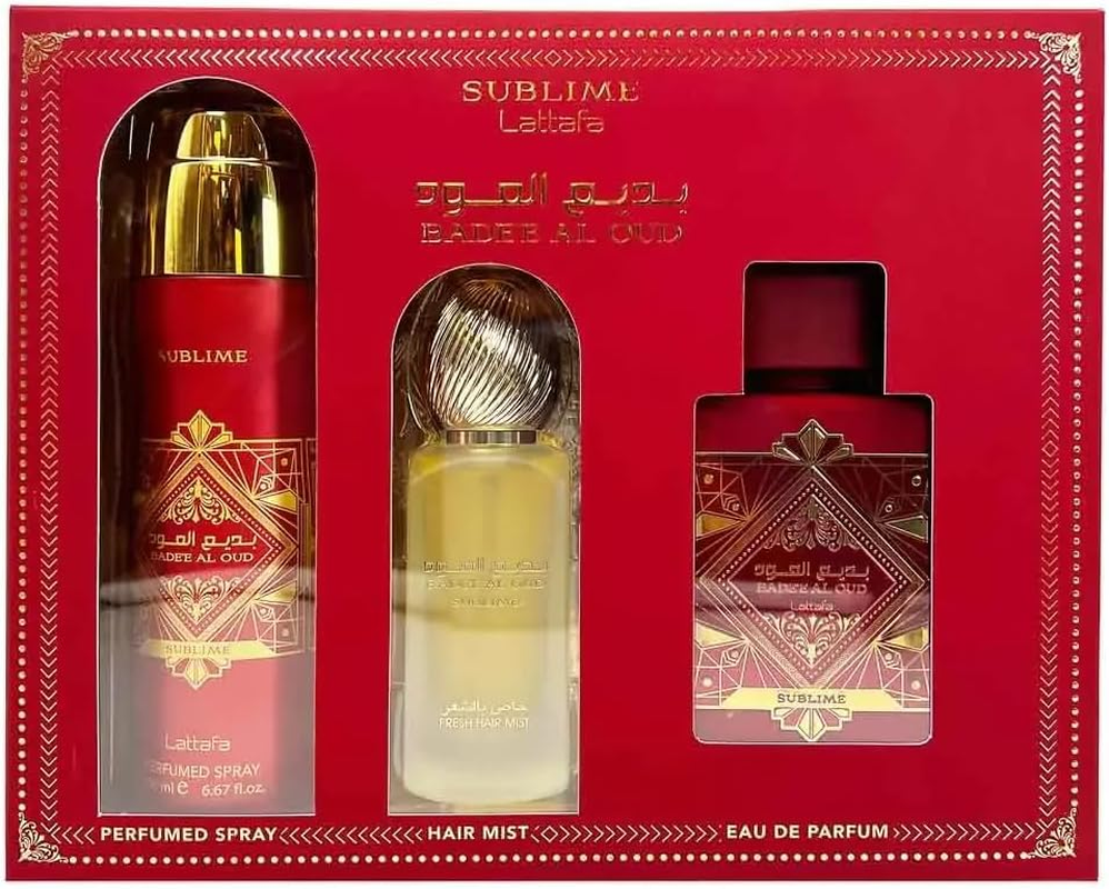 Lattafa Badee Al Oud Sublime 100Ml EDP Mens + 200Ml Body Spray + 50Ml Hair Mist image number 2