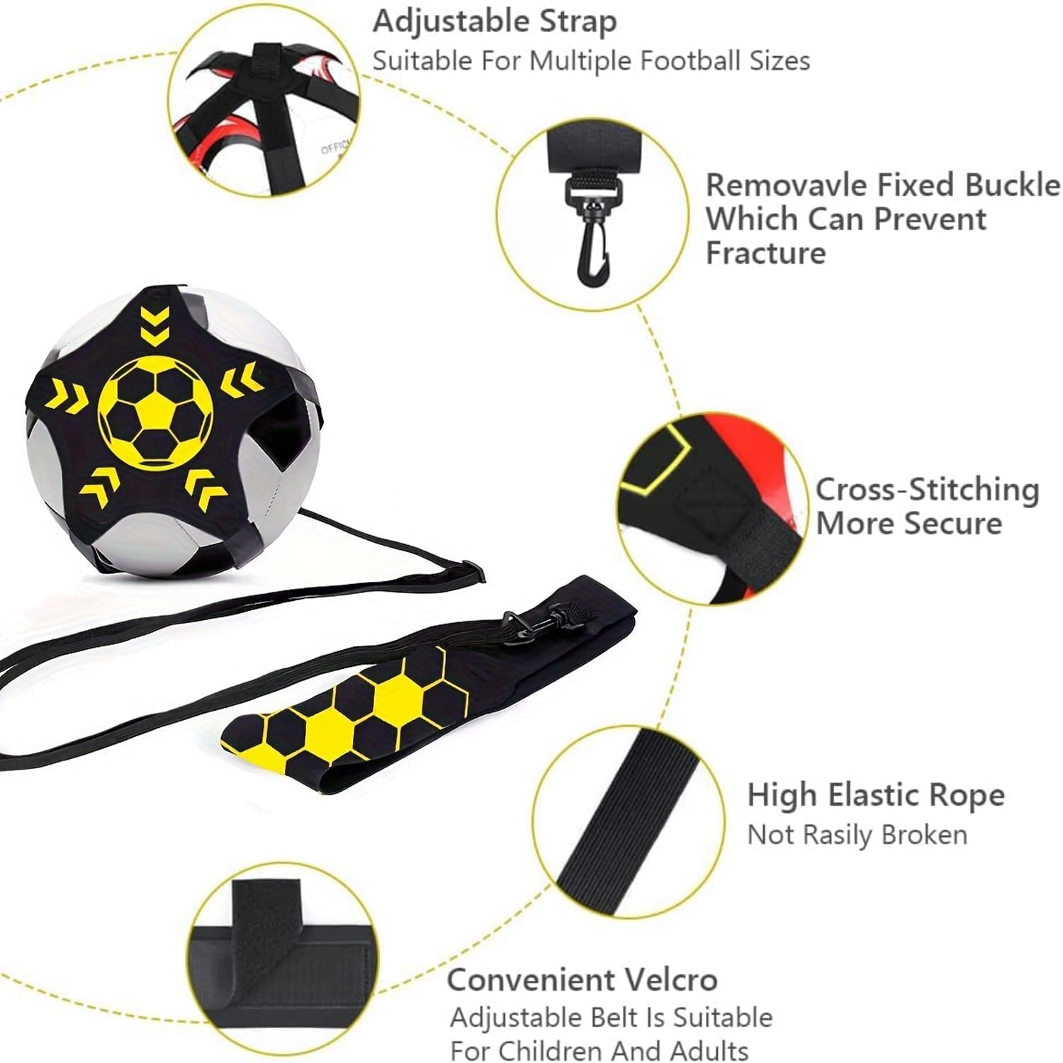 Soccer Training Belt,Soccer/Volleyball/Rugby Trainer,Hands-Free Adjustable Solo Soccer Trainer - Fits Ball Sizes 3, 4, and 5 image number 4