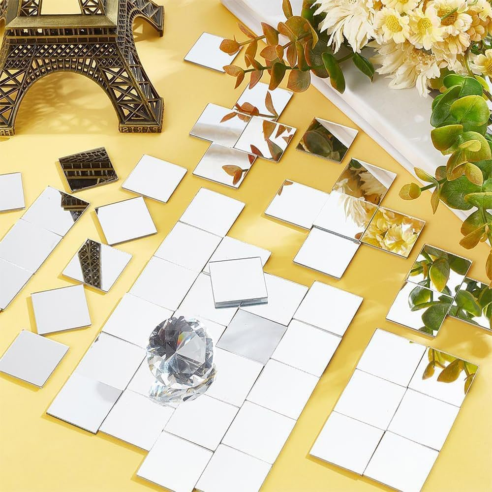 50Pcs Self-Adhesive DIY Mirror Wall Stickers,Mini Unbreakable Square Acrylic Mirror,Mirror Tiles 0.98" 1.97" 2.95" Three Sizes,For Crafts DIY Projects Home Wall Tables Kitchen Bathroom Decor image number 3