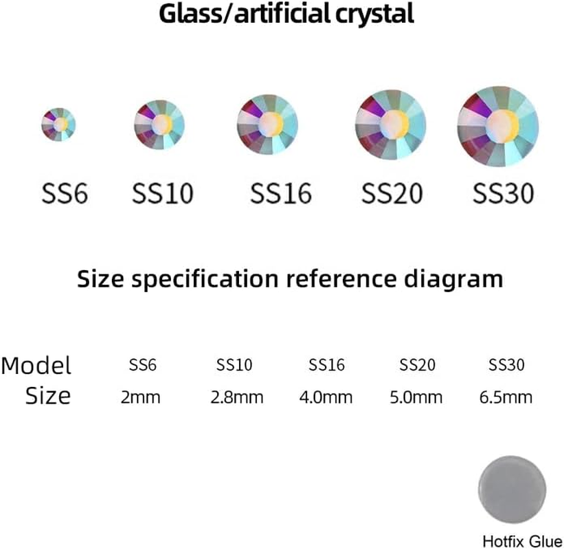 Crystal Ab Rhinestones Flat Back Rhinestone Kit for Bedazzling, 6796PCS Hotfix Crystal Stones Glass round Set with Tweezers & Picking Pen for Clothes, Crafts, DIY &ndash; Haheihei image number 4