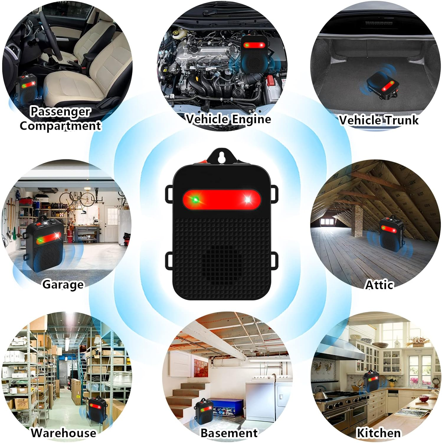 Angveirt under Hood Rodent Repeller Ultrasonic Mouse Repellent Battery Operated Pest Repeller Rat Mice Deterrent Rodent Repellent for Car Engine Garage RV Basement Attic 2 Pack Humane