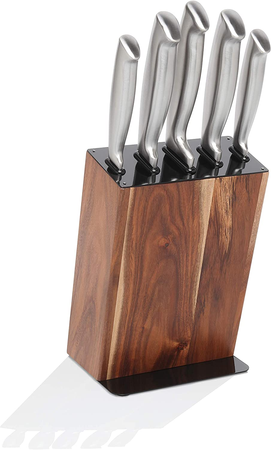 Stanley Rogers Black Acacia Knife Block Set 6 Piece &ndash; Stainless Steel Kitchen Knife Set with Cook&rsquo;S, Bread, Carving, Utility and Paring Knives &ndash; Premium Kitchen Accessories and Storage Solution image number 3