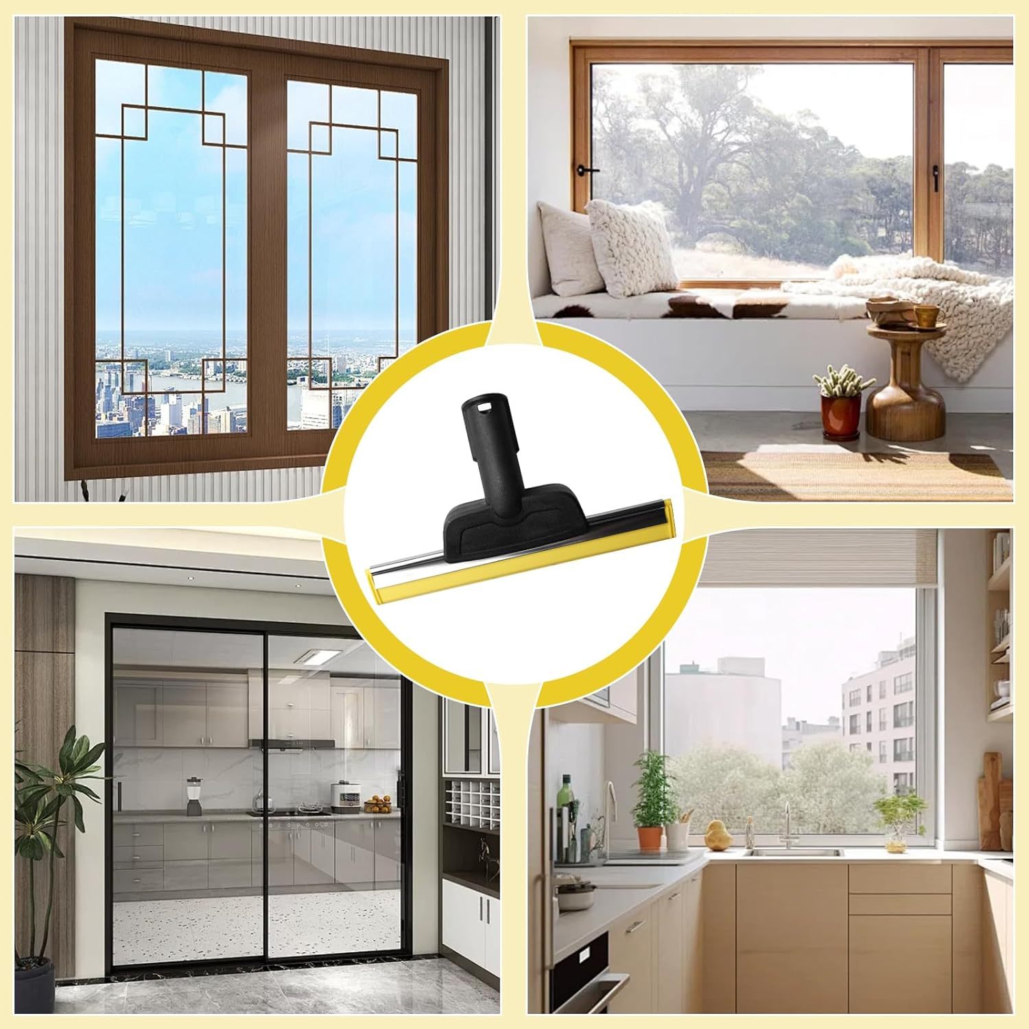 Window Nozzle for K&auml;rcher Steam Cleaner, Steam Cleaner Accessories for K&auml;rcher SC1 SC2 SC3 SC4 SC5 SC7, Window Squeegee, Streak-Free Cleaning of Mirrors, Glass, Tiles, Windows (Yellow) image number 1