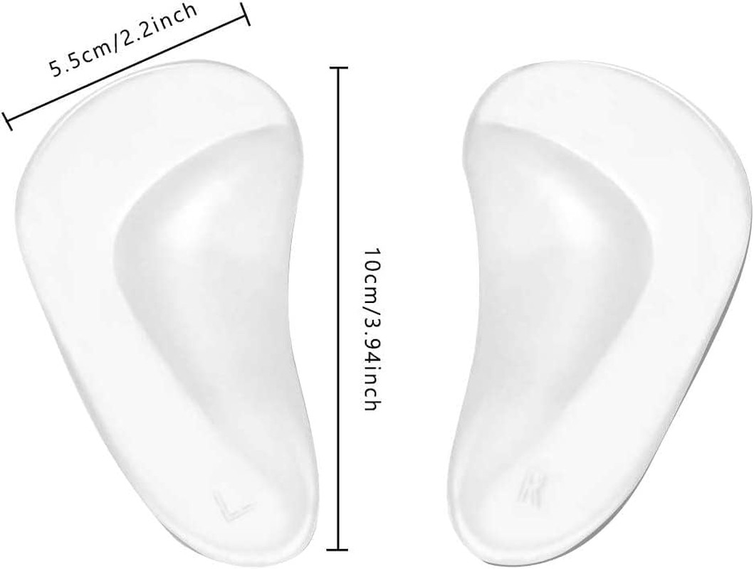 Clear Gel Arch Support Insoles - 3 Pairs High Heel Inserts for Plantar Fasciitis - Orthotic Shoe Cushion Pad for Feet