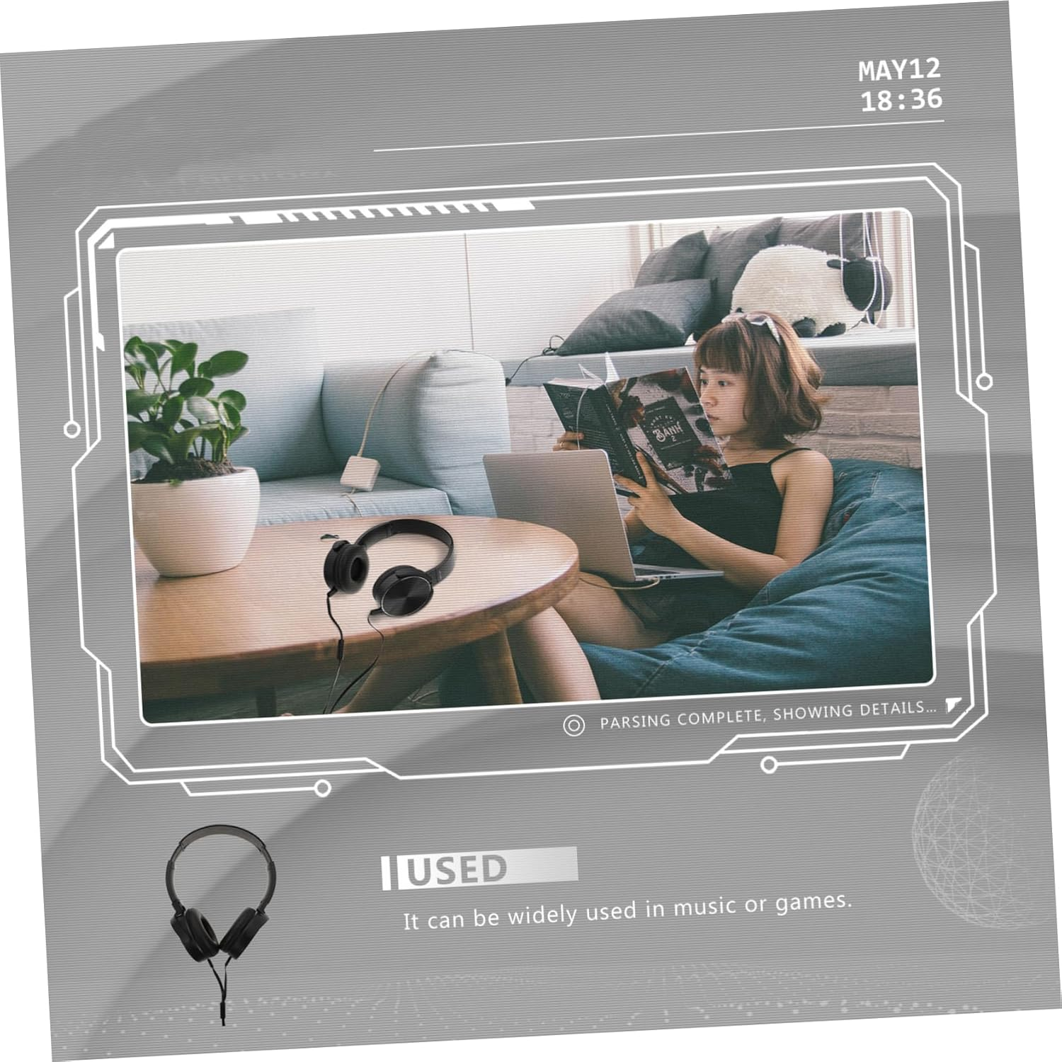 COHEALI 1Pc Portable Wired Headset with Noise Reduction Lightweight Stereo Headphone for Laptop and Computer Comfortable Earphones for Music Lovers Design image number 5