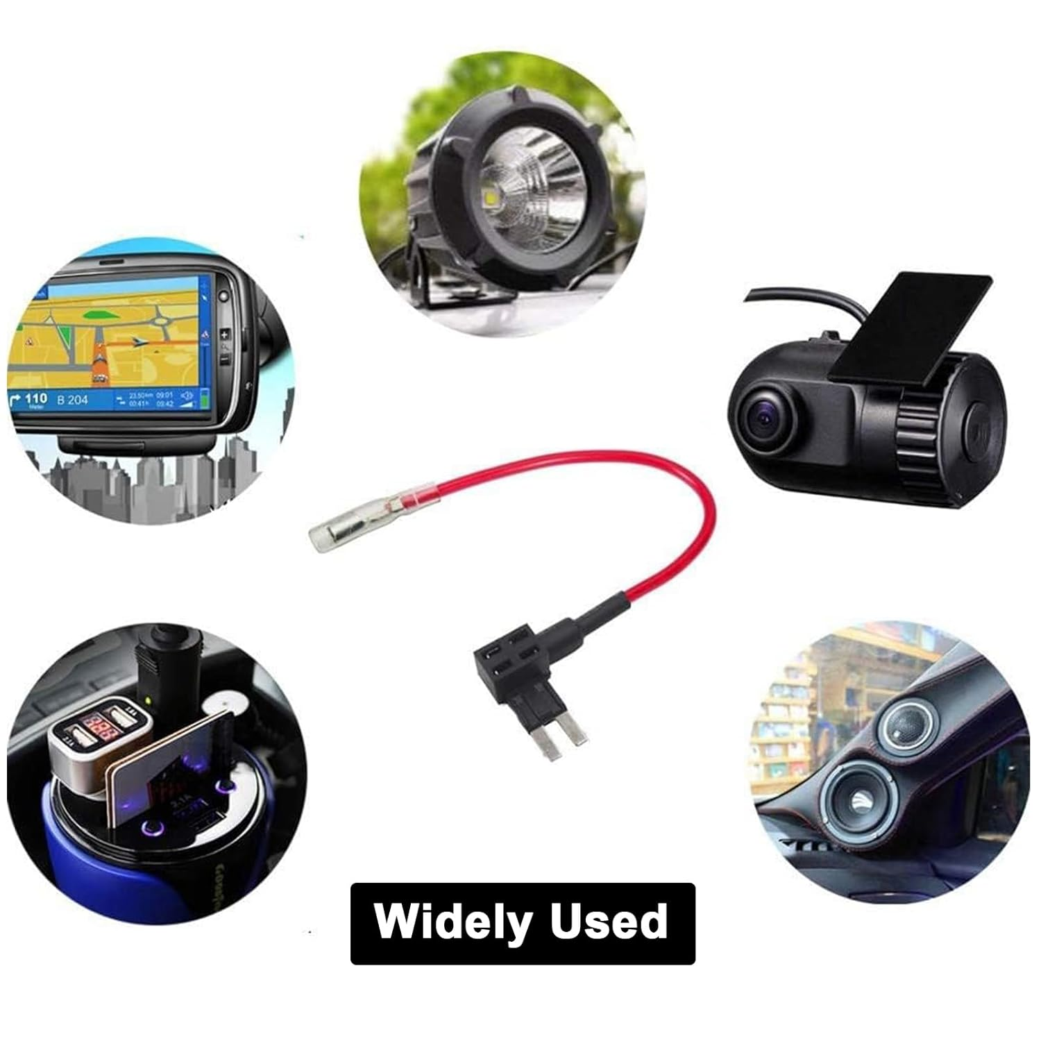 Tuoyi 4 Pieces 12V-24V Low Profile Add-A-Circuit Fuse Tap, Miniature Piggy Back Blade Fuse Holder with Wire Harness,6 Pcs Fuse (3A 5A 7.5A 10A 15A 20A) and Fuse Puller