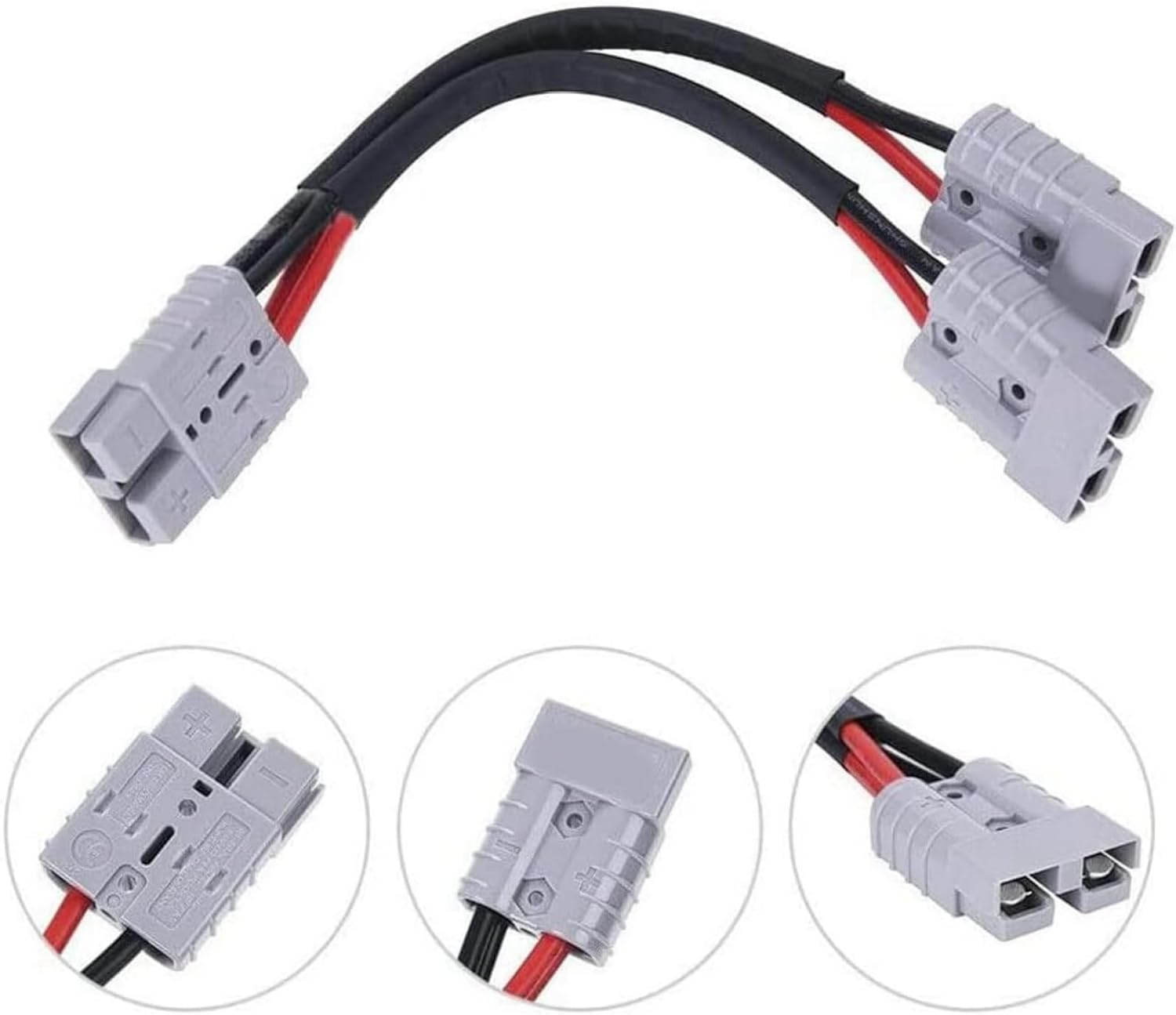 50 Amp Anderson Double Y Splitter Cable, 1 to 2 Anderson Plug Connector Double Y Adapter, 10 AWG 6Mm Battery Cable for Car, RV, Truck, Trailer, Winch, Forklift, Solar, and Wind Systems (1PCS) image number 1