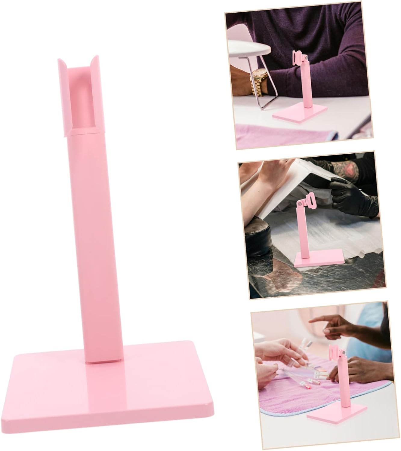 LOORGVEL Portable 360-Degree Rotating Nail Lamp Stand Pink Nail Polish Dryer Holder for Art Supplies Compatible Manicure Gel and Polish for Home or Salon Use image number 1