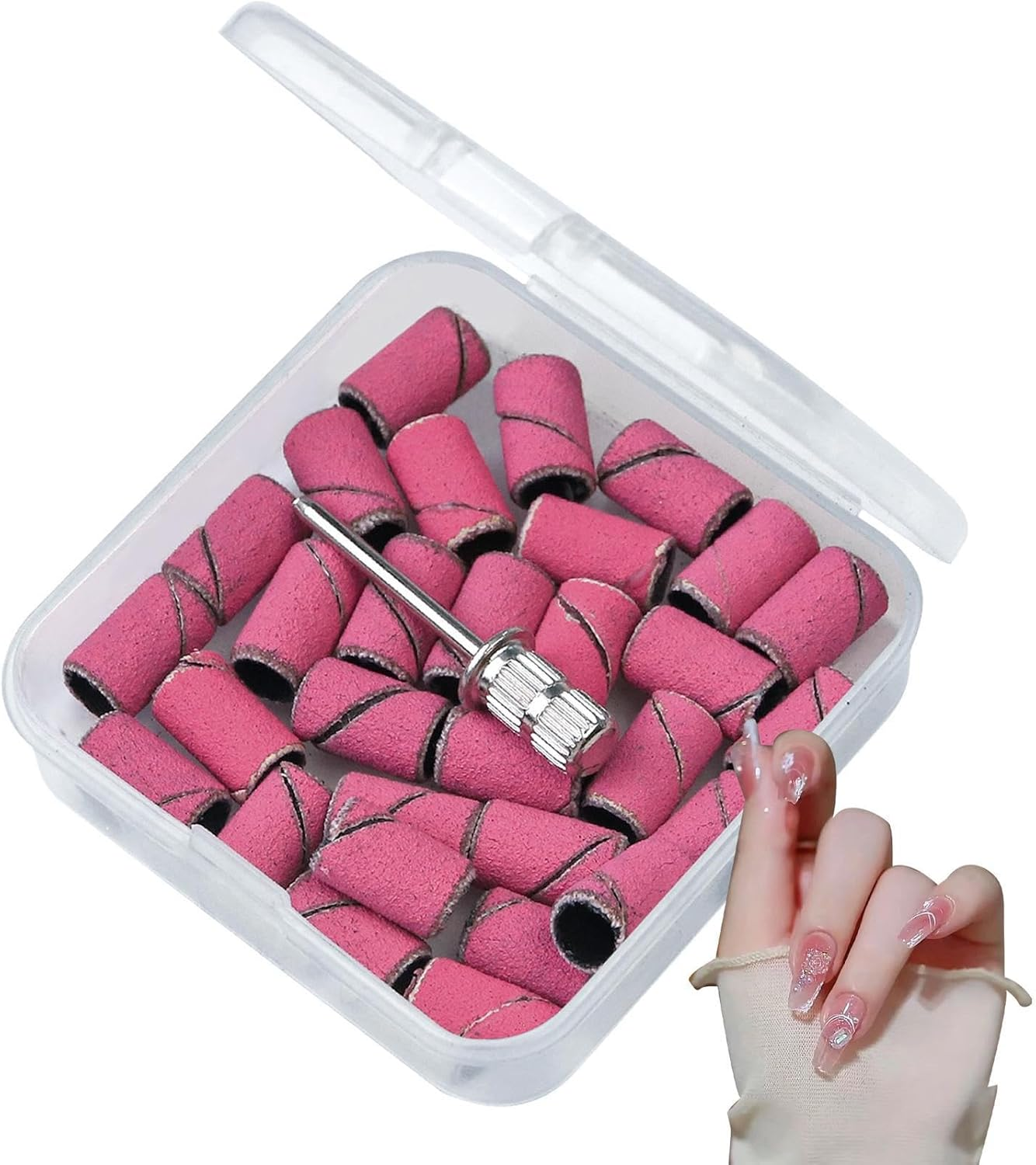 Nail Drill Sanding Bands, Nail Drill Bits Sanding Bands with Mandrel Bit, Portable Nail Drill Bits for Electric Nail Drills, Nail File Sanding Bands for Nail Salon