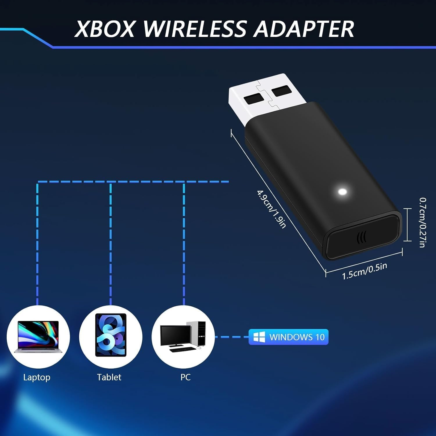 Wireless Adapter for Xbox One Controller Compatible with PC Windows 10, USB Wireless Gaming Receiver for PC Laptops and Tablets image number 1