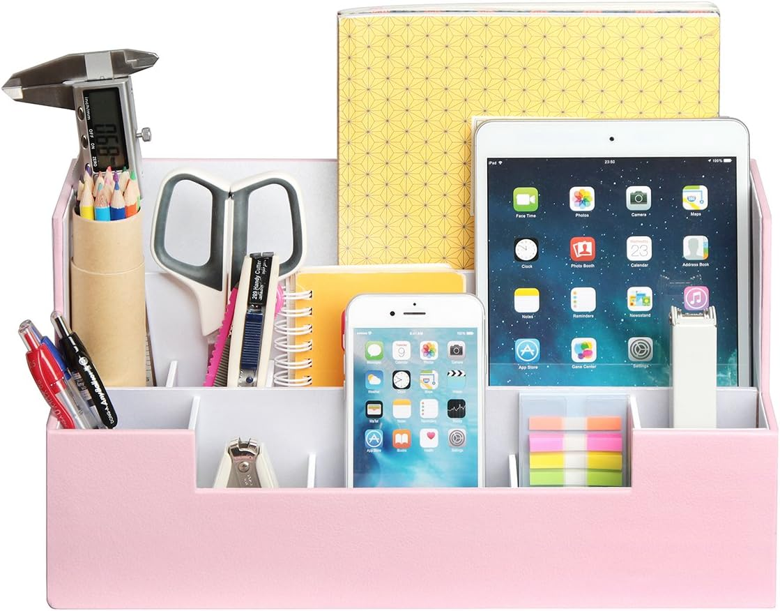 Desk Supplies Office Organizer Caddy (Pink, 13.4 X 5.1 X 7.1 Inches) Jackcubedesign-:Mk268D image number 4