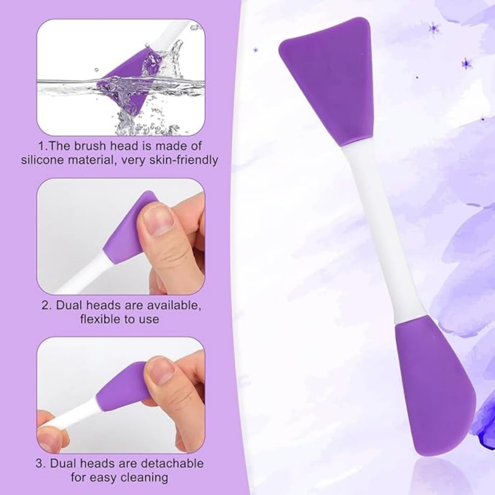 4Pcs Silicone Soft Face Mask Applicator, Dual-Head Mask Brushes, Face Mask Brush, Soft Facial Mask Spatula, Beauty Brush Tool for Applying Mud Mask, Lotion Skincare, BB CC Cream, DIY, Body Lotion