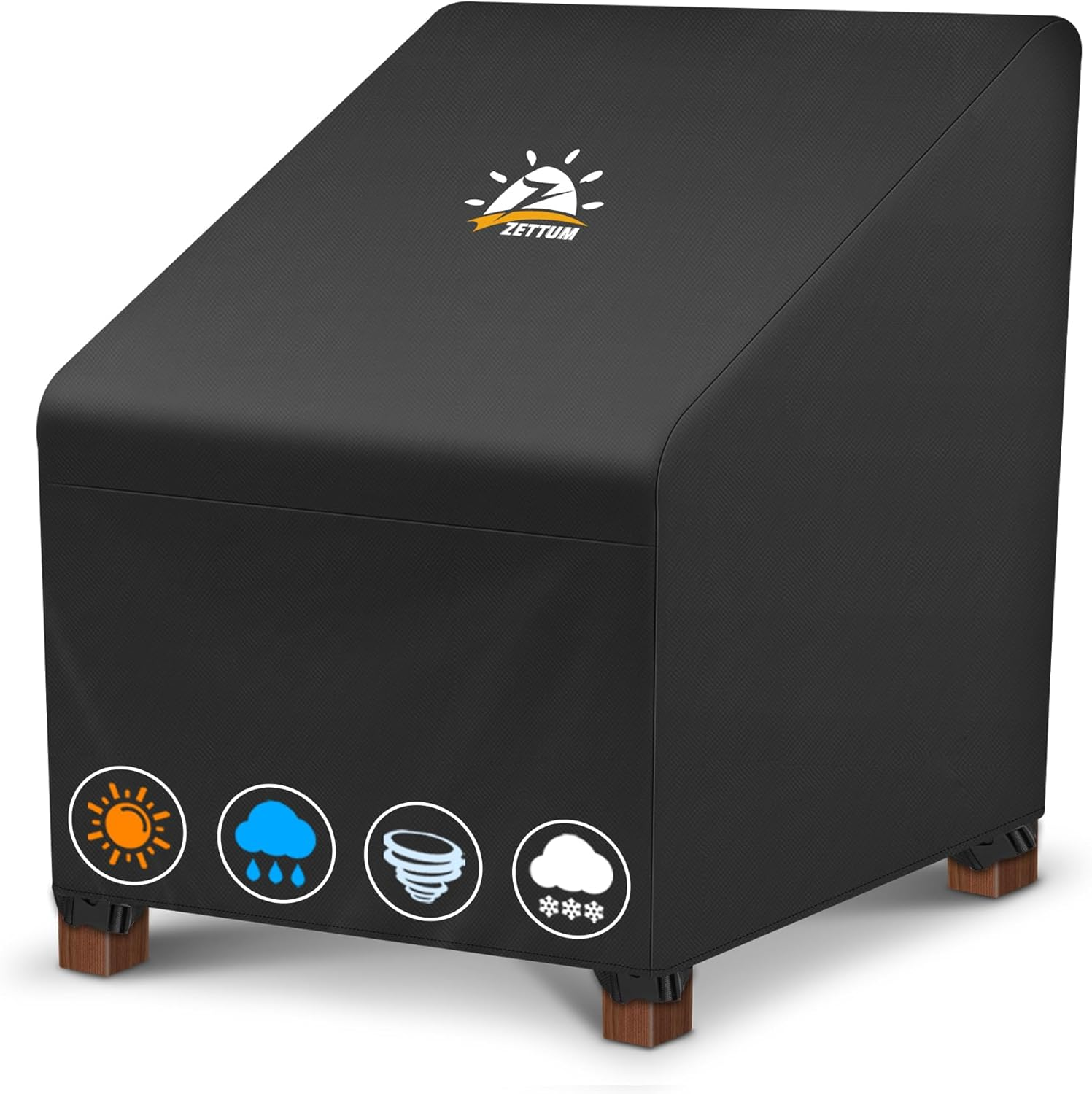 Zettum Patio Chair Cover - 600D Outdoor Chair Cover Waterproof & Heavy Duty, Lawn Lounge Deep Seat Furniture Cover for Swivel Chair, Wicker Chair, Rocking Chair, Single Sofa Chair - 32 X 38 X 31 Inch image number 2