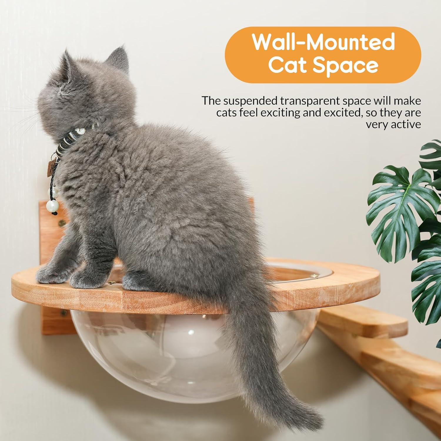 Space Clear Capsule Dome Cover, Acrylic Nest Bed Replacement for Cat Hammock, Tree Shelves, Window Perch DIY Accessories (40Cm) - 40Cm image number 2