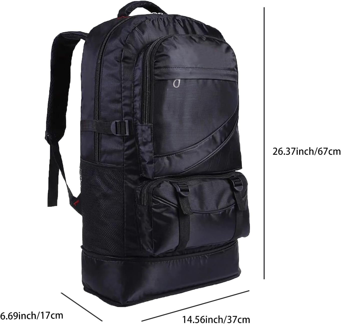 Toguma 65L Hiking Backpack Large Tactical Backpack for Woman Man Lightweight Travel Backpack Laptop Backpack for Climbing Camping Sport Outdoor (Black) image number 2