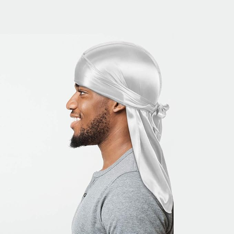 2 Pcs Silky Men Durag, Pack Durags Do Rags with Long Tail and Wide Straps for Men Women Head Wrap image number 4