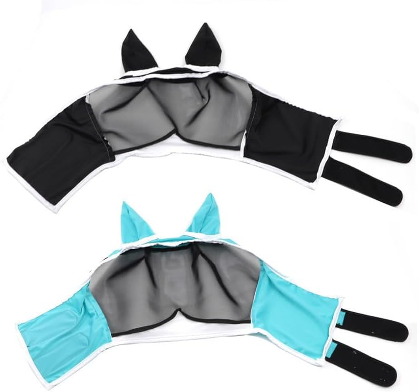 Horse Fly Mask with Ears, Fine Mesh Uv-Proof Fly Mask for Horses (Blue, One Size) image number 2
