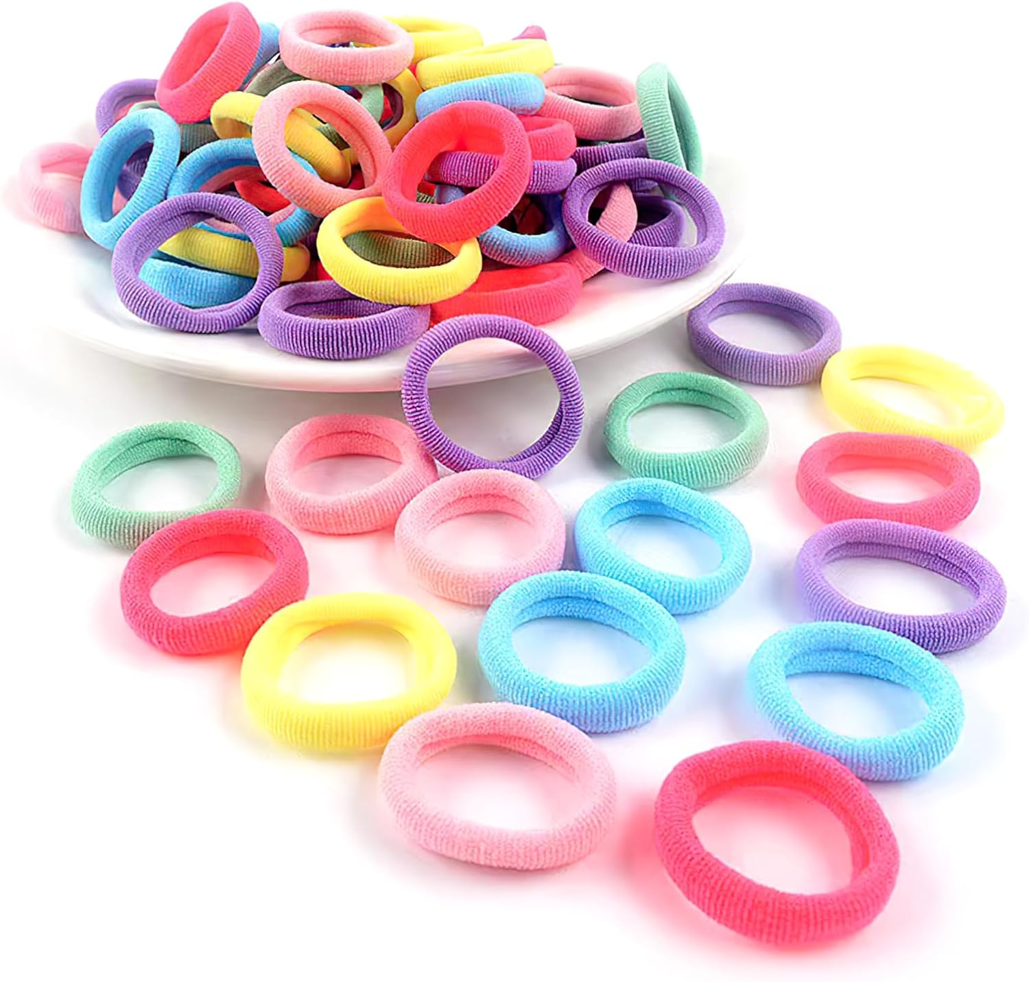 Pack of 100 Hair Bobbles Girls Colourful Elastic Hair Bobbles Small Hair Bobbles Colourful Mini Seamless Hair Bands Ponytail Holder Soft for Little Girls Children