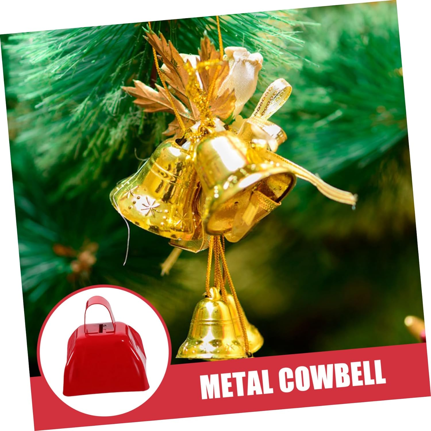 Ibasenice 2Pcs Square Metal Cowbells Noise Makers Decorative Handle Bells for Farm Animal Livestock Hanging image number 3