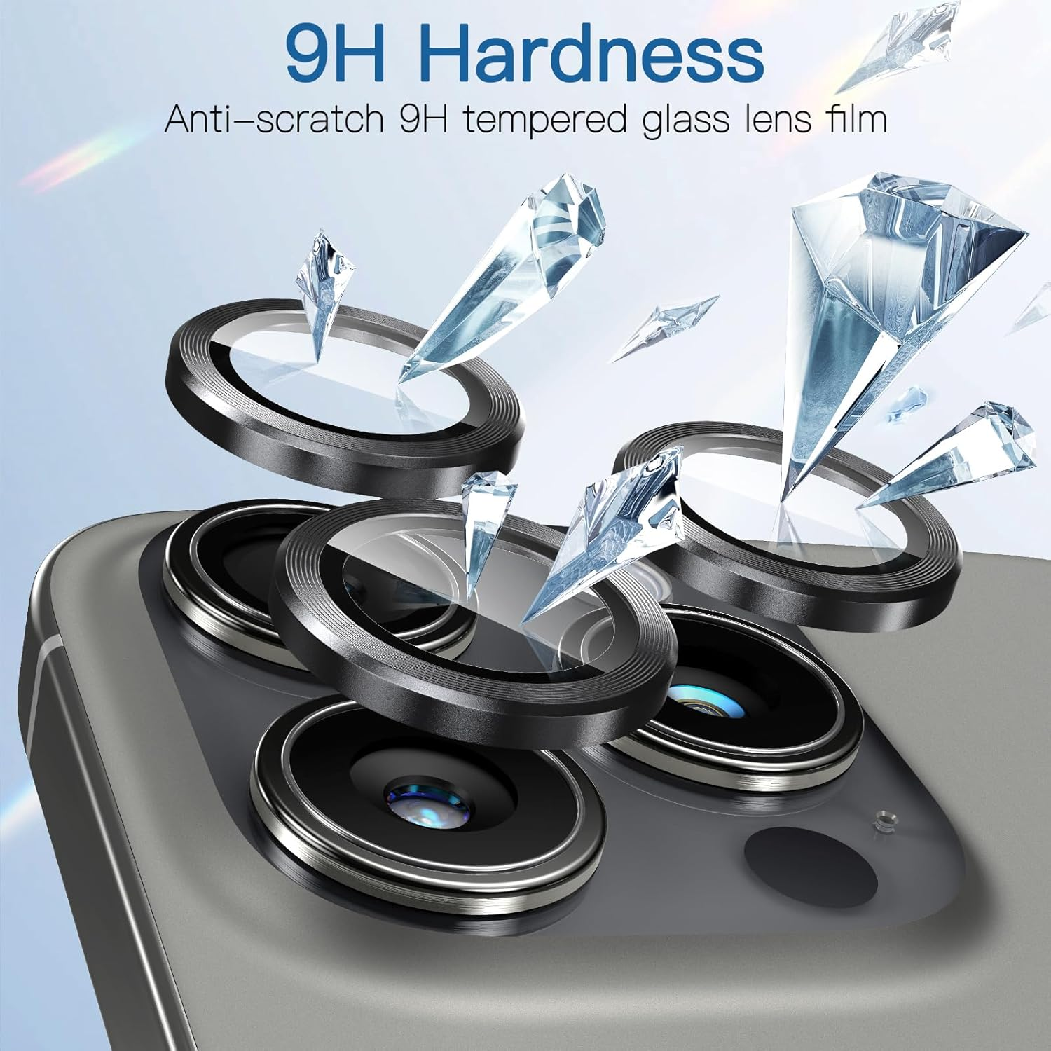 Giftorld Camera Lens Protector for Iphone 16 Pro/16 Pro Max,Aviation Aluminum 3D Ring,9H Tempered Glass,360 Degree Protection,Hd Clarity,4 Layers Unique Design,Full Coverage. (Black) image number 4