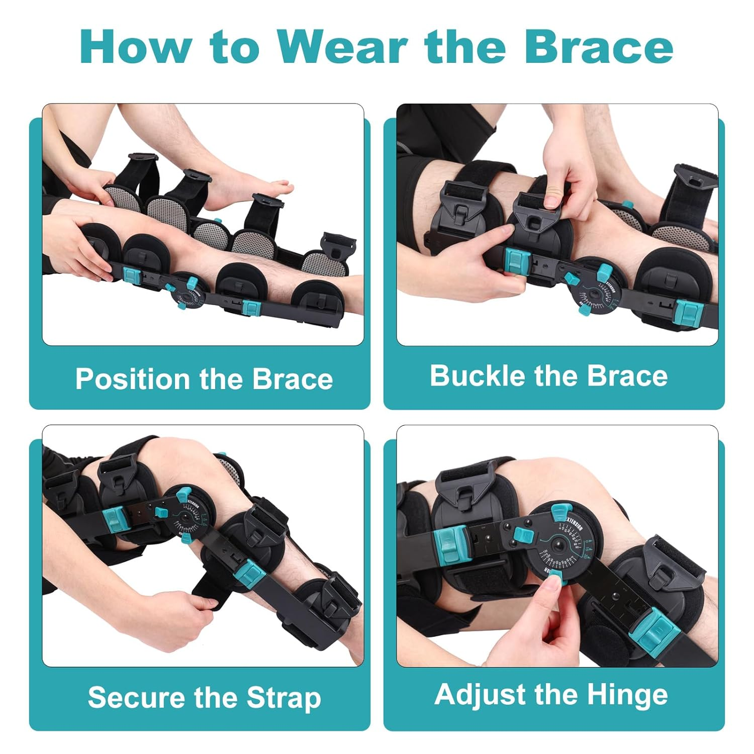 Hinged Post Op Knee Brace, ROM Knee Immobilizer for Recovery Stabilization, ACL, MCL and PCL Injury, Adjustable Orthopedic Knee Support for Left and Right Leg image number 1