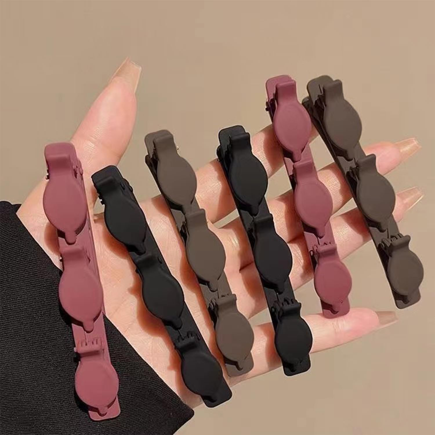 Pack of 9 Simple Double Layer Hair Clips, Braided Hair Side Clips, Elee Styling Hair Clips, Fashionable Daily Duckbill Clips, Women'S Headwear Clips image number 1