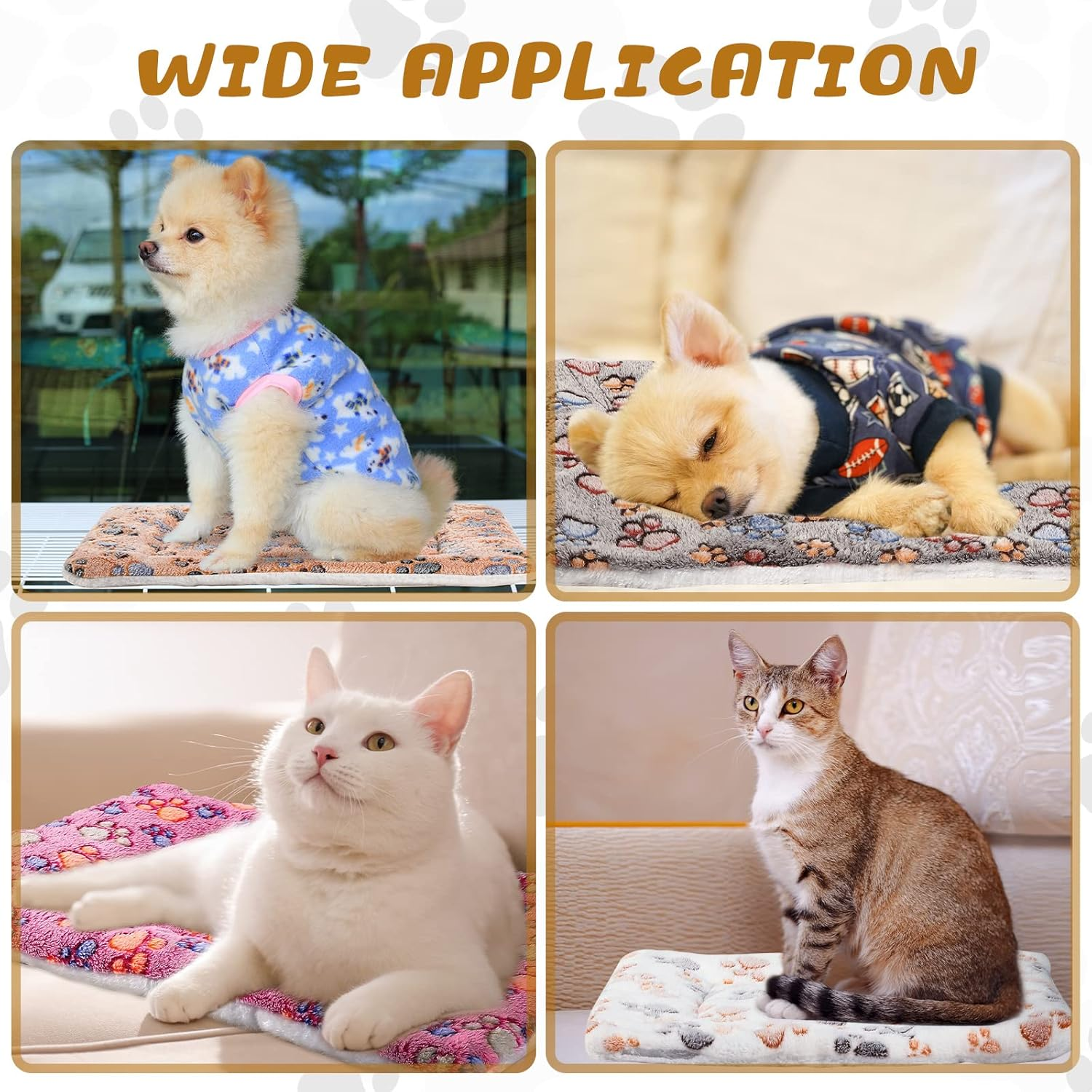 5 Pcs Guinea Pig Bed Mat Cute Cats Paw Print Blanket Bed for Small Animal Winter Soft Plush Bunny Dog Cat Bed Thickened Washable Reversible Fleece Crate Bed Mat Hamster Bedding (21 X 14 Inch) image number 6