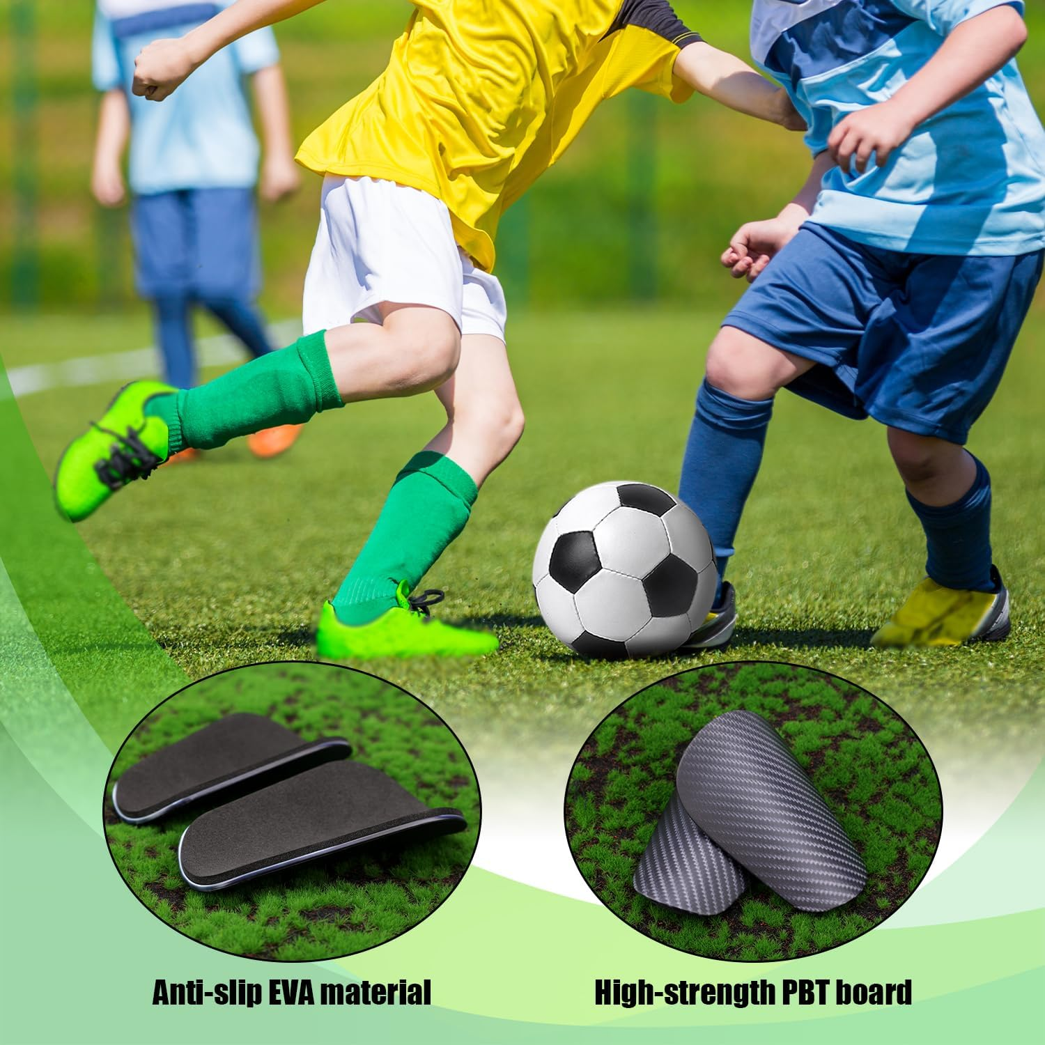 Shin Pads, Shin Guards and Shin Guard Straps, Black Tiny Soccer Shin Pads Protective Football Small Shin Guards for All Ages Exercise image number 4