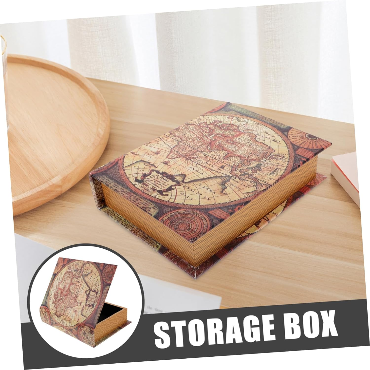 Ciieeo Fake Book Box Vintage Rectangular Trinket Storage Box Small Size Decorative Prop Book for Home Office Ornament image number 3