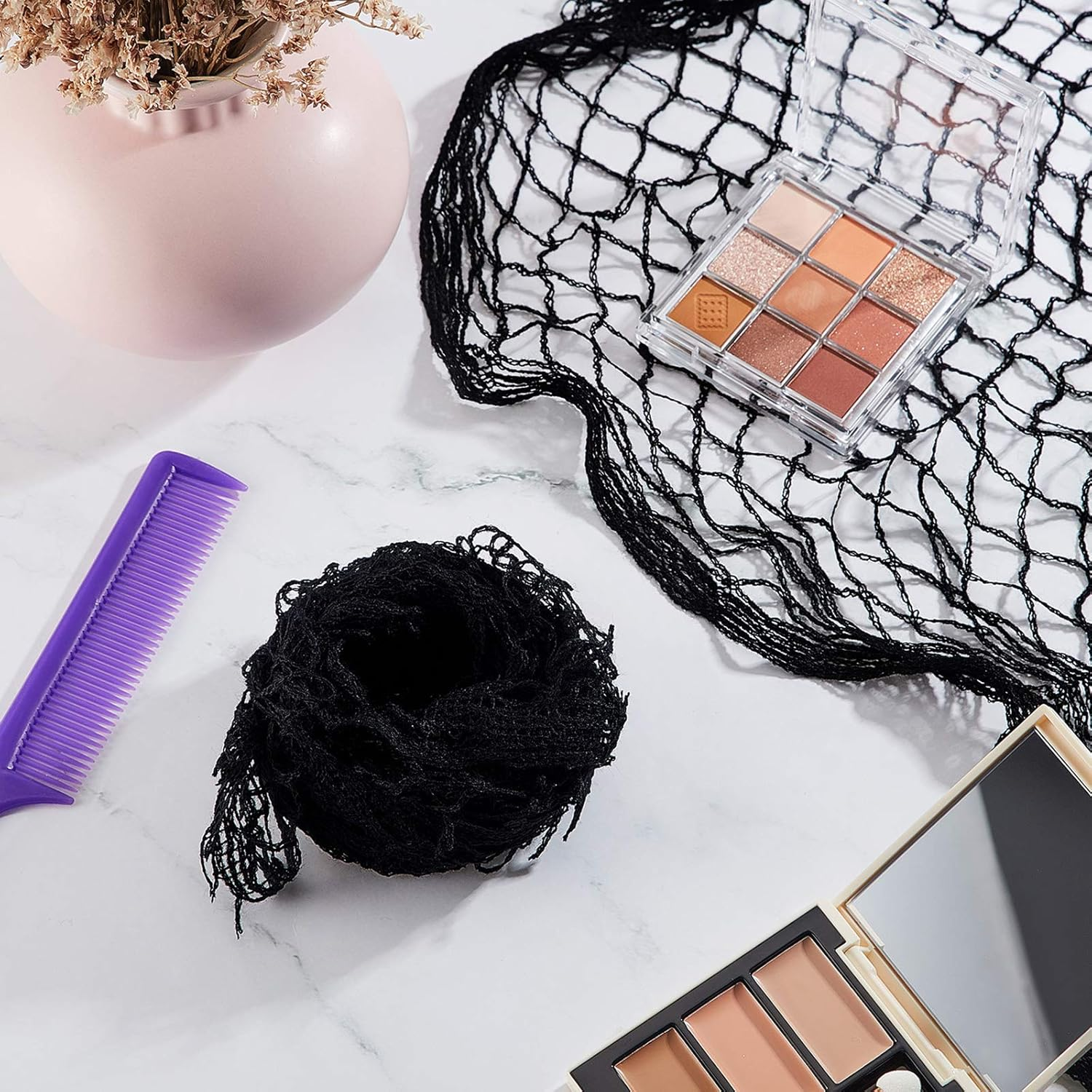 2 Pieces Cotton Triangle Hair Net for Rollers, Women Hair Net Mesh Hair Net Sleeping Crochet Hair Net Women Sleep Net Triangular Hair Setting Net for Sleeping, Black, 35 X 35 X 57 Inches image number 5