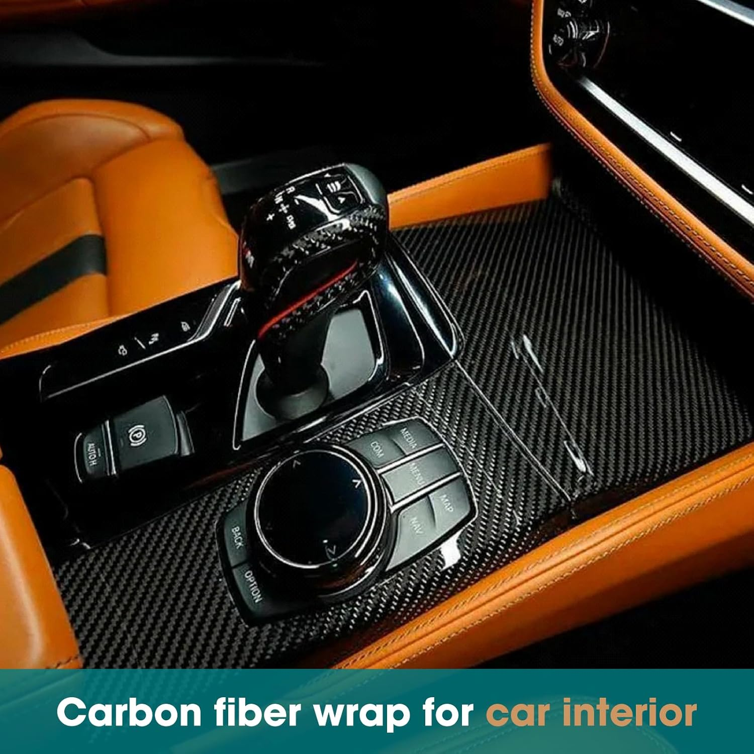 Carbon Fibre Wrap - Glossy 3D Black Vinly Wrap, Carbon Fiber Vinyl Wrap for Automotive Care, Car Vinyl Wraps with Air Release Bubble-Free Easy Work (50Cm &times; 200Cm) image number 1