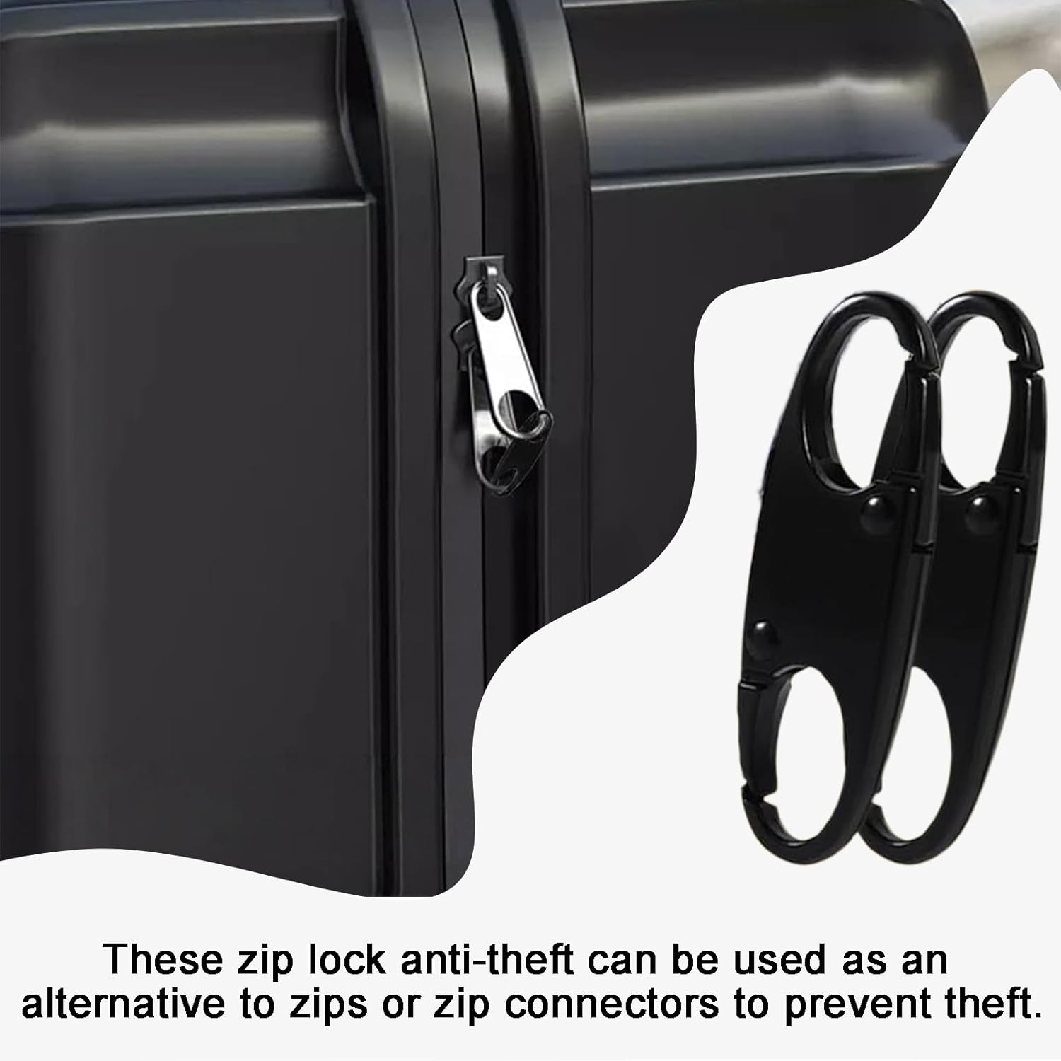 Treayes 4 PCS (2 Sizes) Zipper Clip Theft Deterrent - Black Backpack Zipper Lock, Quick Disconnect Clip with Key Holder Add - on Accessory image number 3