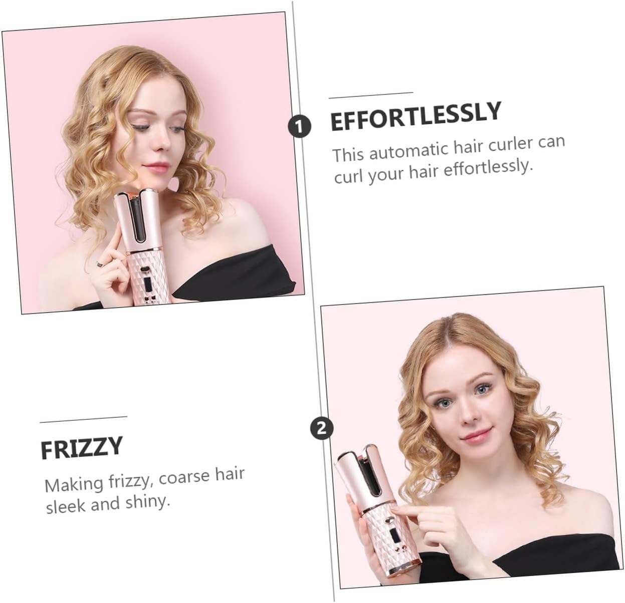 FOMIYES Hair Curling Tool Cordless Rechargeable Hair Curler Ceramic Coating for Damage Heat Automatic Winding Time Temperature Control for Travel image number 5