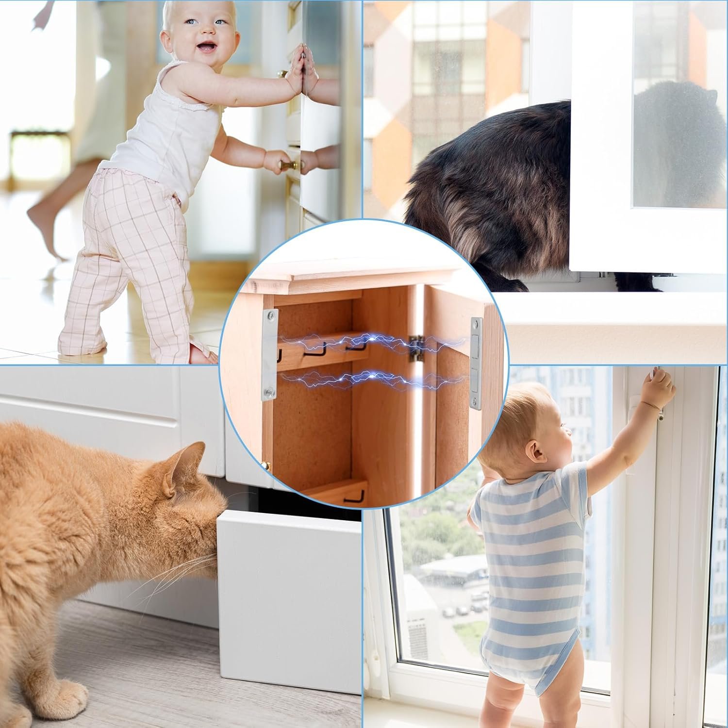 Romon Magnetic Catch Magnets for Cabinet Doors, Pack of 8 Ultra Thin Door Magnets Cupboard Magnets Strong Door Closer Double Magnets Drawers Wardrobe Magnetic Closure for Furniture Cabinet Door image number 1