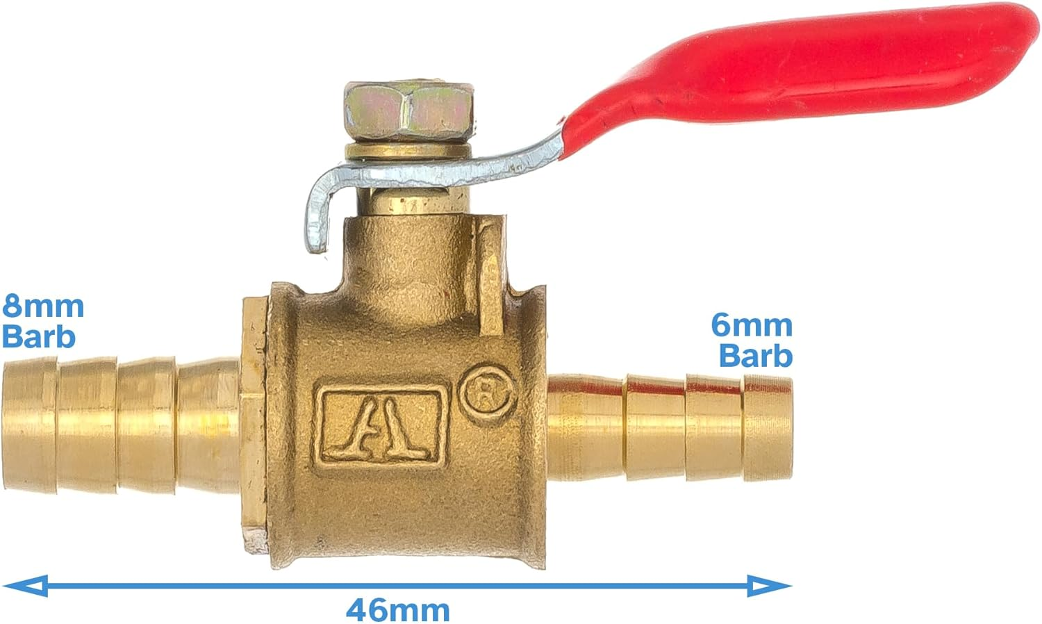 8Mm to 6Mm Barbed Fitting Brass Inline Ball Valve with Lever Handle - Flow Control Durable Shut off Valve for Low Pressure Water Air Gas Fuel Line Tap Irrigation Applications image number 2