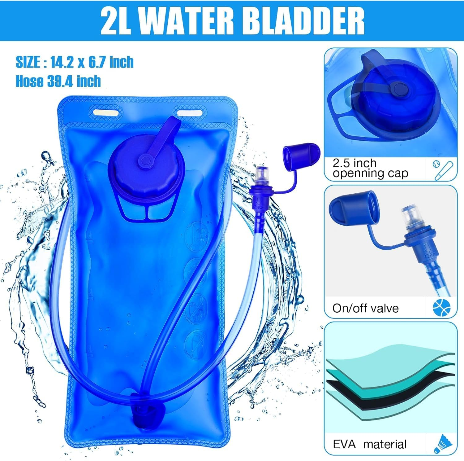 Running Vest, Running Hydration Vest Backpack with 2.0L Water Bladder Bag, Outdoor Sport Multifunctional Camping Backpack for Hiking Trail Running Cycling Race Marathon for Women Men image number 5