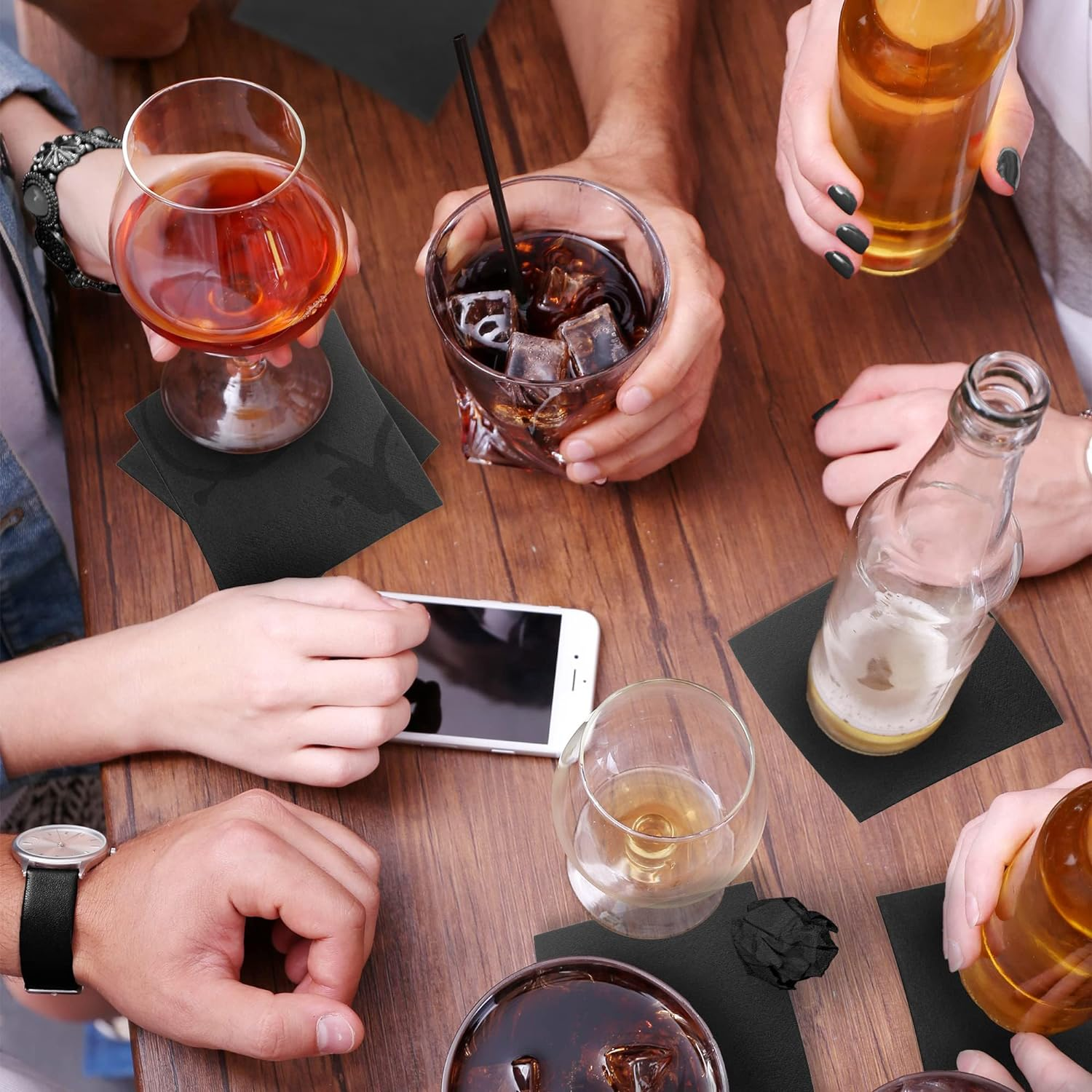 Premium 2 Ply Black Dinner Napkins - Pack of 120 - Elegant for Dining and Parties - Disposable Cocktail Napkins - 9.8" X 9.8" (Paper) image number 5