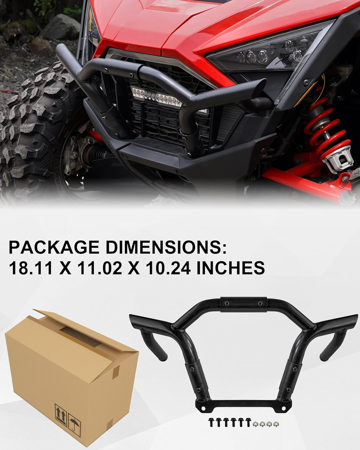 SAUTVS RZR PRO XP Front Bumper, Black Front Brush Guard Low Profile Bumper for Polaris RZR PRO XP/XP 4 2020-2022 Accessories (Replace OEM 2883746) image number 4