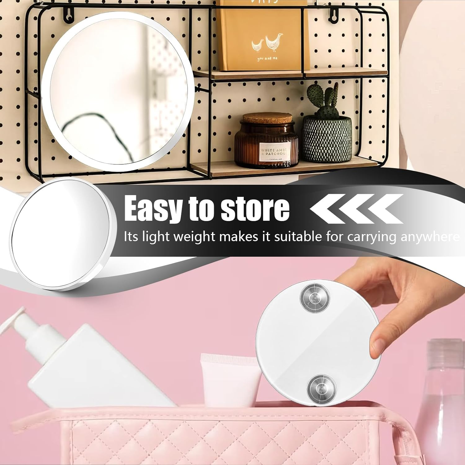 30X Magnifying Mirror, 3.4 Inch Magnifying Makeup Mirror, Travel Magnifying Mirror for Eyes Makeup, Eyebrow Tweezing, Shaving (White) image number 3