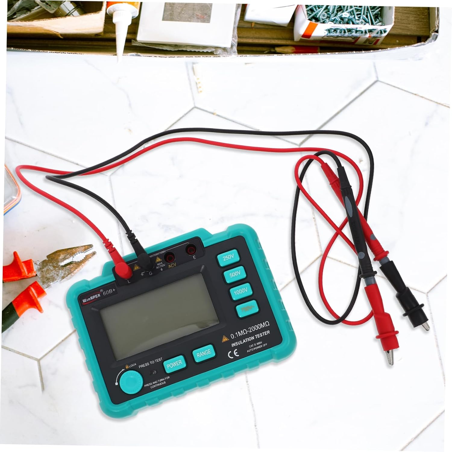 TEHAUX Insulation Tester Auto Electrical Tools Digital Megohm Backlight Megohmmeter Test Leads for Motors Appliances image number 4