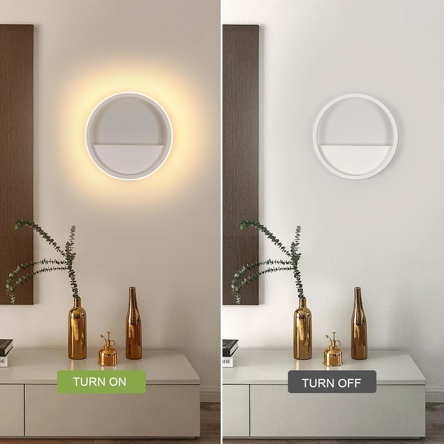 Comely LED Wall Light round 12 W, Warm White 3000 K, Aluminium Indoor Wall Lamp, Diameter 20 Cm, Outdoor Light, Modern Design for Living Room, Hallway, Bedroom image number 5
