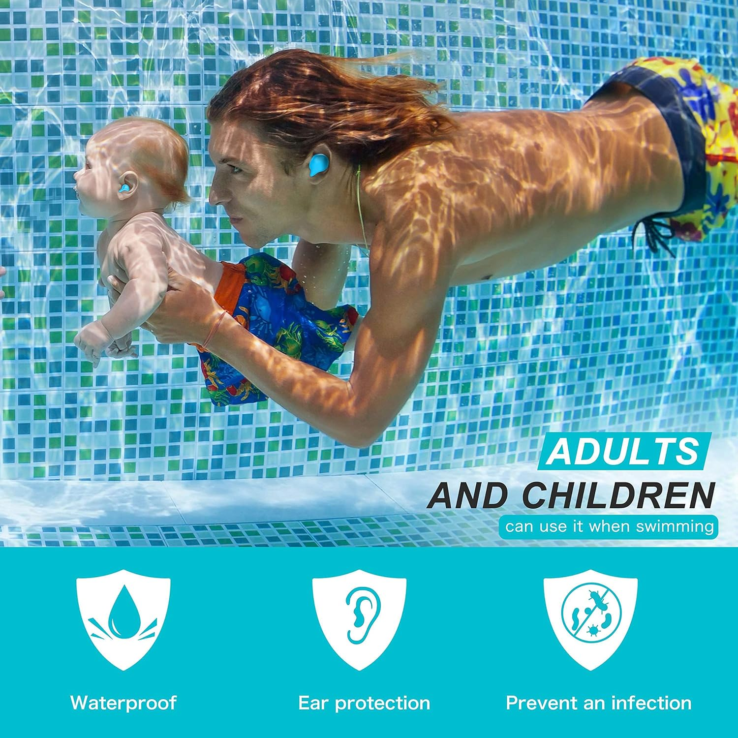 T NEWFUN Ear Plugs for Sleeping Swimming, 32 Reusable Silicone Moldable Noise Cancelling Earplugs for Shooting Range, Swimmers, Snoring, Concerts, Airplanes, Travel, Work, Studying,32 Pillows image number 6