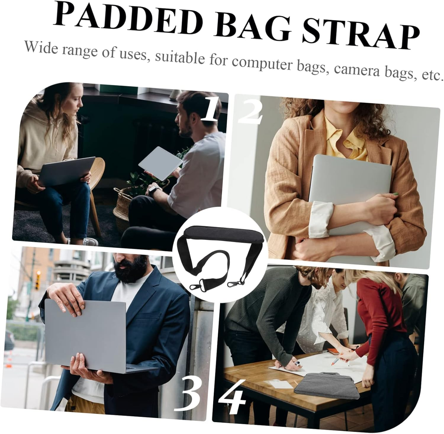 NUOBESTY Adjustable Computer Shoulder Strap Padded Support for Luggage and Work Bags Replacement Strap for Laptop and Traveling Accessories image number 5