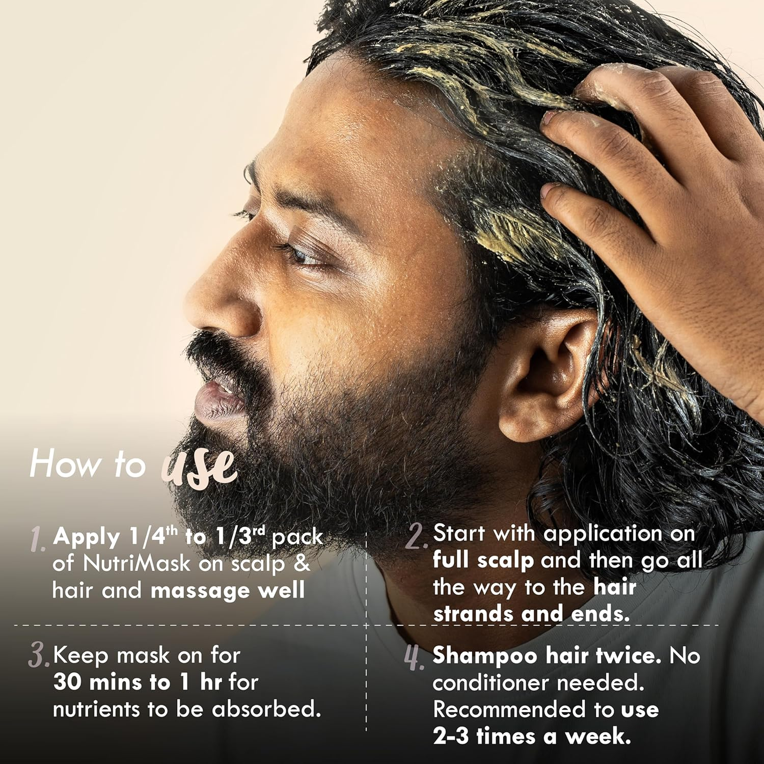 Nat Habit Men'S 8 Herbs Hair Revital Nutrimask - Hair Mask for Grey Hairs, Conditioning, Smoothening, Strengthen & Shine, Suitable for All Hair & Scalp Types (Pack of 2 X 40Gm)