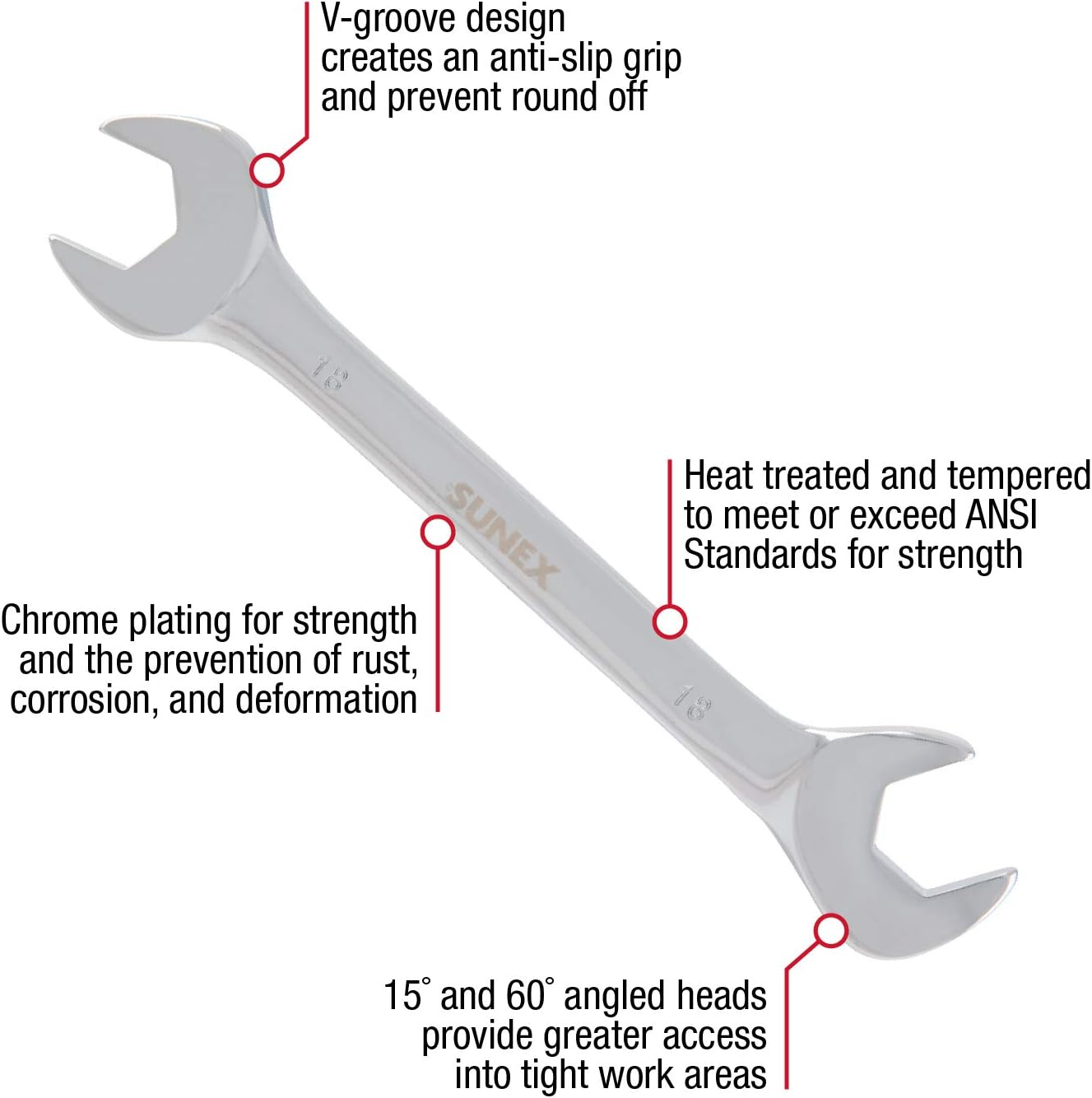 Sunex 9914M Metric Angle Wrench Set, Fully Polished, 6Mm - 19Mm, 14-Piece image number 4