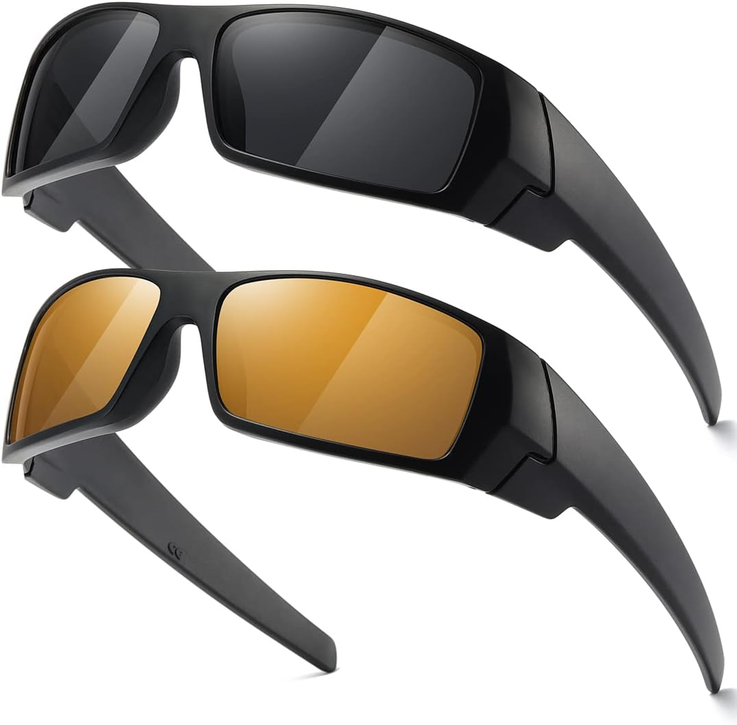 TIANYESY Polarized Sunglasses Men Womens Trendy Retro Sports Rectangular Wrap around Vintage Shot Shield