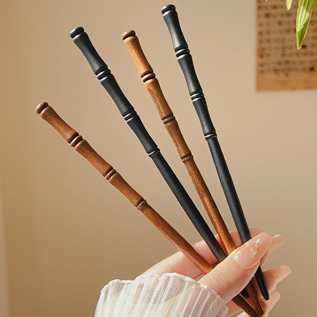 4 Pieces Retro Wooden Hair Wooden Hair Sticks, Hair Sticks, Bamboo Shape, Hair Holder, Hair Sticks for Women, Wooden Hair Pin, Hair Sticks, Hair Sticks for Hair DIY Accessories image number 2